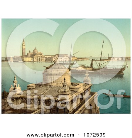 Photochrom of Boats in Harbor, Venice, Italy - Royalty Free Historical Stock Photography by JVPD
