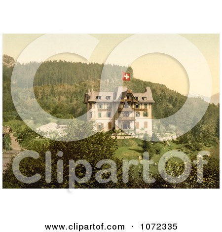 Photochrom of Brunig Spring House in Switzerland - Royalty Free Historical Stock Photography by JVPD