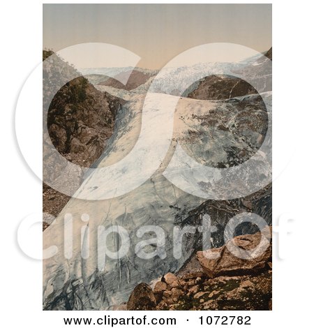 Photochrom of Buerbrae Glacier in Norway - Royalty Free Historical Stock Photography by JVPD