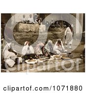 Photochrom Of Couscous Vendors Sitting Cross Legged At An Arabian Cafe Tunis Royalty Free Historical Stock Photo by JVPD