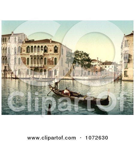 Photochrom of Da Mulla Palace, Venice, Italy - Royalty Free Historical Stock Photography by JVPD
