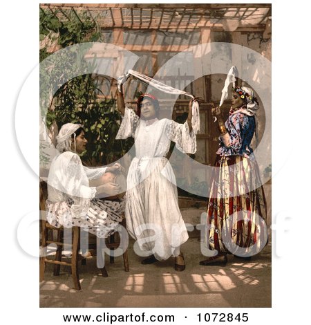 Photochrom of Dancing Girls in Algeria - Royalty Free Historical Stock Photography by JVPD
