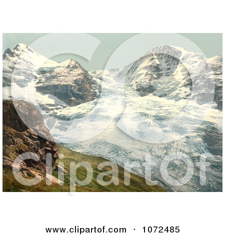 Photochrom of Eiger Glacier in Switzerland - Royalty Free Historical Stock Photography by JVPD