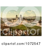 Photochrom Of Einsiedeln Abbey And Schoolhouse In Switzerland Royalty Free Historical Stock Photography by JVPD