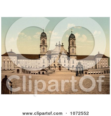 Photochrom of Einsiedeln Abbey in Switzerland - Royalty Free Historical Stock Photography by JVPD