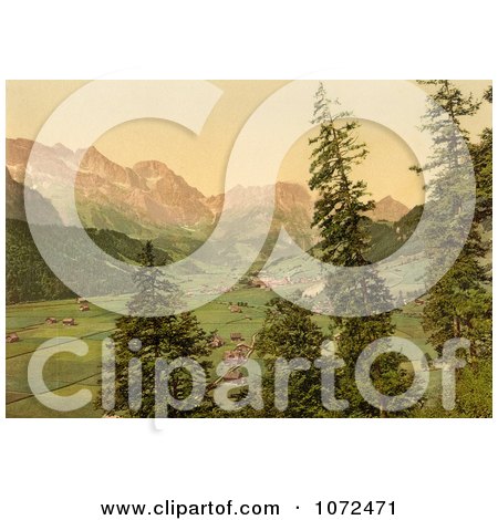 Photochrom of Engelberg Valley, Switzerland - Royalty Free Historical Stock Photography by JVPD
