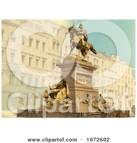Photochrom of Equestrian Monument, Venice, Italy - Royalty Free Historical Stock Photography by JVPD