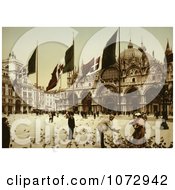 Photochrom Of Feeding Birds At St MarkS Square Royalty Free Historical Stock Photography