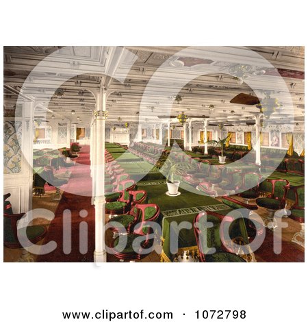 Photochrom of First Class Dining Area - Royalty Free Historical Stock Photography by JVPD