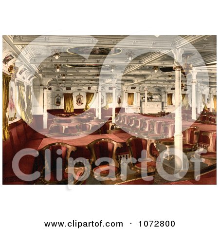 Photochrom of First Class Dining Room - Royalty Free Historical Stock Photography by JVPD