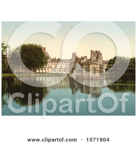 Photochrom of Fontainebleau Palace in France - Royalty Free Historical Stock Photo by JVPD