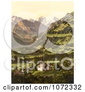 Photochrom Of Frutigen And Balmhorn In The Swiss Alps Royalty Free Historical Stock Photography by JVPD