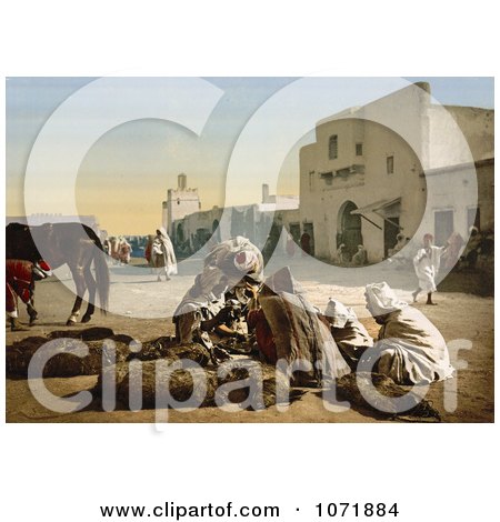 Photochrom of Fur Vendors, Tunisia - Royalty Free Historical Stock Photo by JVPD