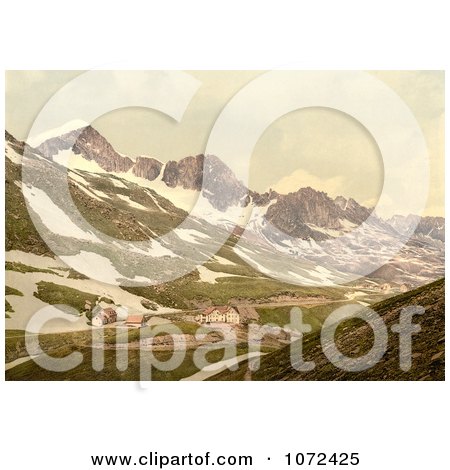 Photochrom of Furka Pass in Switzerland - Royalty Free Historical Stock Photography by JVPD