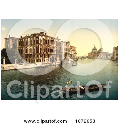 Photochrom of Gondolas on the Grand Canal, Venice, Italy - Royalty Free Historical Stock Photography by JVPD