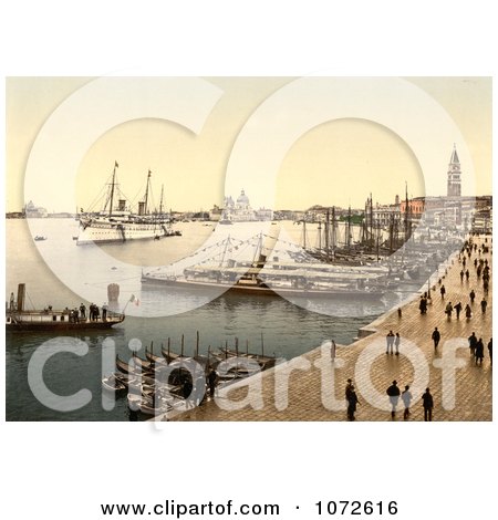 Photochrom of Hohenzollern in Venice Harbor, Venice, Italy - Royalty Free Historical Stock Photography by JVPD