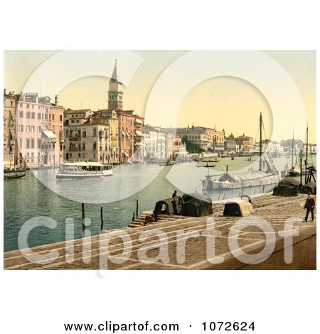 Photochrom of Hotel Bauer Grunewald, Venice, Italy - Royalty Free Historical Stock Photography by JVPD