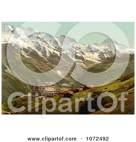 Photochrom of Hotel Murren in Switzerland - Royalty Free Historical Stock Photography by JVPD