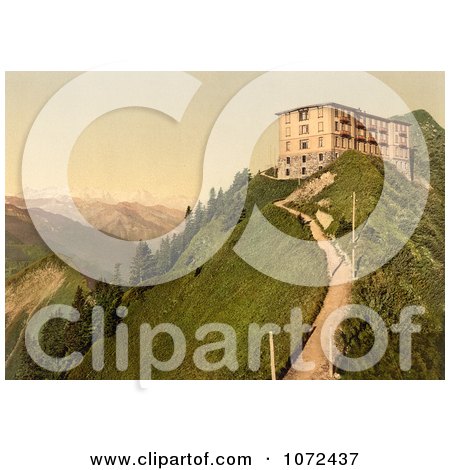 Photochrom of Hotel Stanserhorn in Switzerland - Royalty Free Historical Stock Photography by JVPD