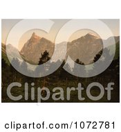 Photochrom Of Mountains And Forest Norway Royalty Free Historical Stock Photography
