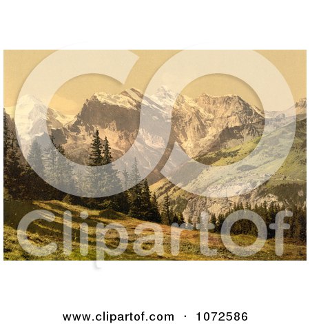 Photochrom of Mountains, Wengrenalp, Bernese Oberland, Switzerland - Royalty Free Historical Stock Photography by JVPD