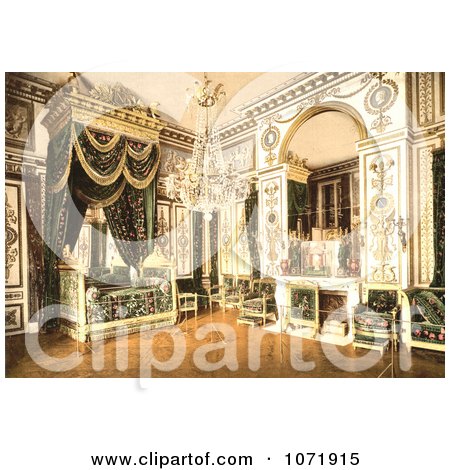 Photochrom of Napoleon I's Bedroom in Fontainebleau Palace - Royalty Free Historical Stock Photo by JVPD