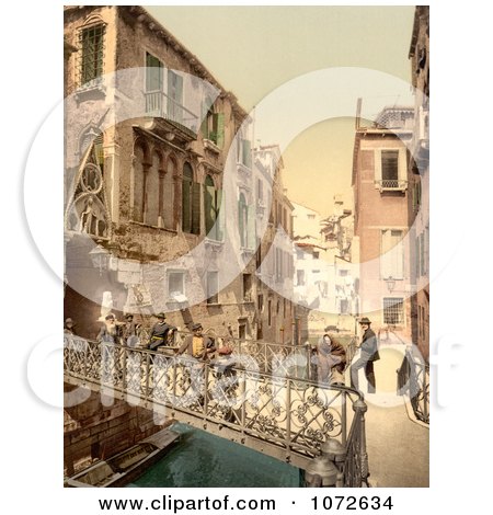 Photochrom of Paradise Bridge, Venice, Italy - Royalty Free Historical Stock Photography by JVPD