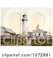 Photochrom Of People And Dog At The Lighthouse On Heligoland Germany Royalty Free Historical Stock Photography