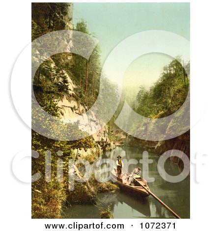 Photochrom of People in a Boat, Edmunds Klamm - Royalty Free Historical Stock Photography by JVPD