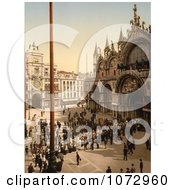 Photochrom Of People In St Marks Venice Royalty Free Historical Stock Photography