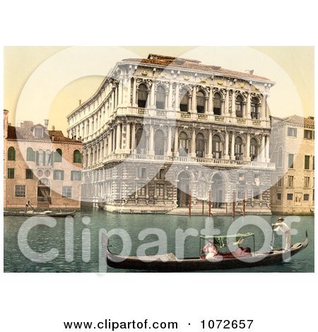Photochrom of Pesaro Palace, Venice, Italy - Royalty Free Historical Stock Photography by JVPD