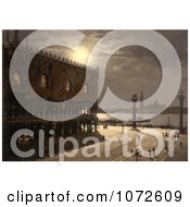 Photochrom Of Piazzetta And San Georgio By Moonlight Royalty Free Historical Stock Photography by JVPD
