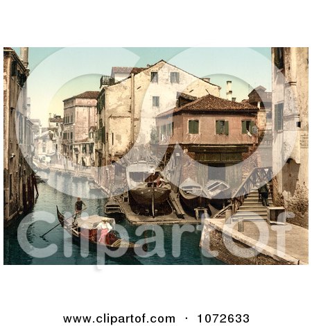 Photochrom of Rio della Botisella, Venice, Italy - Royalty Free Historical Stock Photography by JVPD