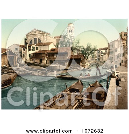 Photochrom of Rio di San Trovaso, Venice, Italy - Royalty Free Historical Stock Photography by JVPD