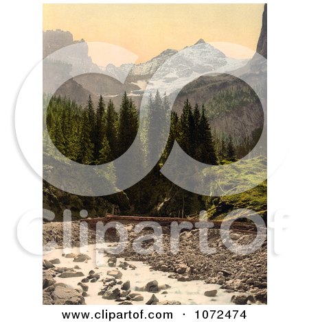 Photochrom of Rosenlaui Glacier in Switzerland - Royalty Free Historical Stock Photography by JVPD