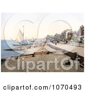 Photochrom Of Sailboats Along The Promenade In Herne Bay Kent England Royalty Free Historical Stock Photography