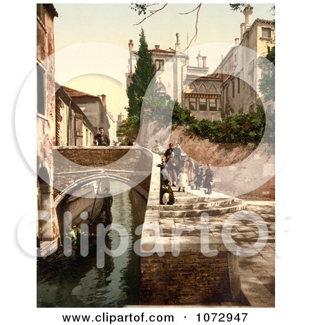 Photochrom of St. Christopher Canal, Venice, Italy - Royalty Free Historical Stock Photography by JVPD