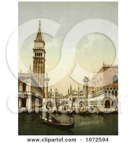 Photochrom of St. Mark’s Place, Venice, Italy - Royalty Free Historical Stock Photography by JVPD
