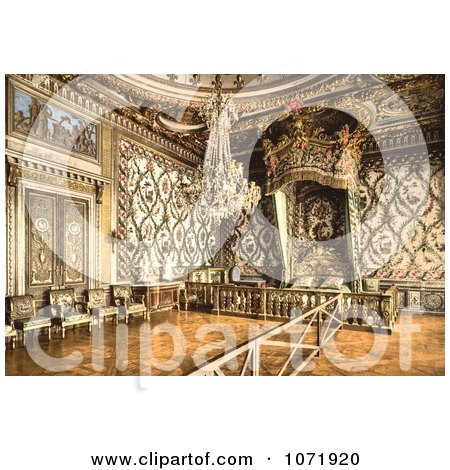 Photochrom of the Bedroom Interior of Marie Antoinette - Royalty Free Historical Stock Photo by JVPD