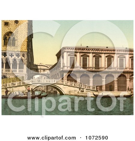 Photochrom of the Bridge of Sighs, Venice, Italy - Royalty Free Historical Stock Photography by JVPD