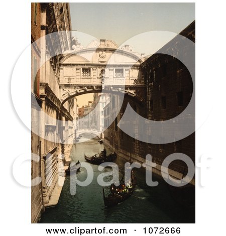 Photochrom of the Bridge of Sighs, Venice - Royalty Free Historical Stock Photography by JVPD