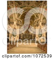 Photochrom Of The Church Interior At Einsiedeln Abbey Switzerland Royalty Free Historical Stock Photography by JVPD