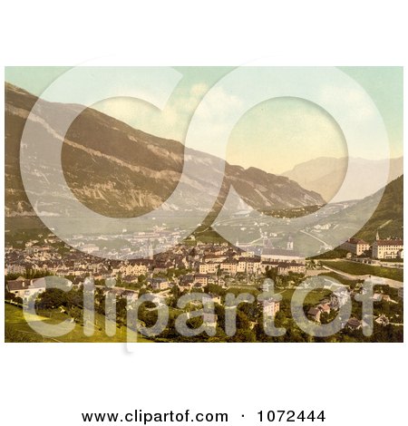 Photochrom of the Cityscape of Chur in Switzerland - Royalty Free Historical Stock Photography by JVPD