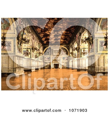 Photochrom of the Gallery of Henry II at Fontainebleau Palace - Royalty Free Historical Stock Photo by JVPD