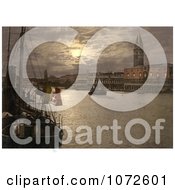 Photochrom Of The Grand Canal And Doges Palace At Night Royalty Free Historical Stock Photography by JVPD