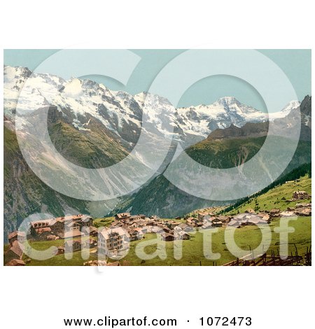 Photochrom of the Highland Village of Murren, Switzerland - Royalty Free Historical Stock Photography by JVPD