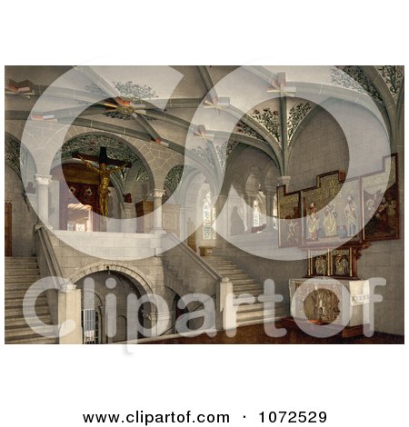 Photochrom of the Interior of a Chapel in Zurich - Royalty Free Historical Stock Photography by JVPD