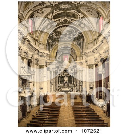 Photochrom of the Interior of Jesuits’ Church, Venice - Royalty Free Historical Stock Photography by JVPD