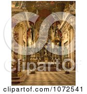 Photochrom Of The Interior Of Pilgrams Church In Switzerland Royalty Free Historical Stock Photography by JVPD