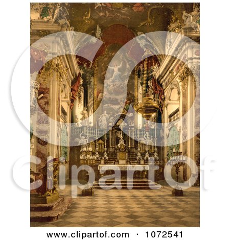 Photochrom of the Interior of Pilgrams’ Church in Switzerland - Royalty Free Historical Stock Photography by JVPD